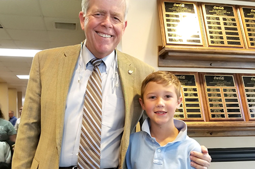 Kurt Pfahl with Bay District Schools Superintendent, William V. Husfelt